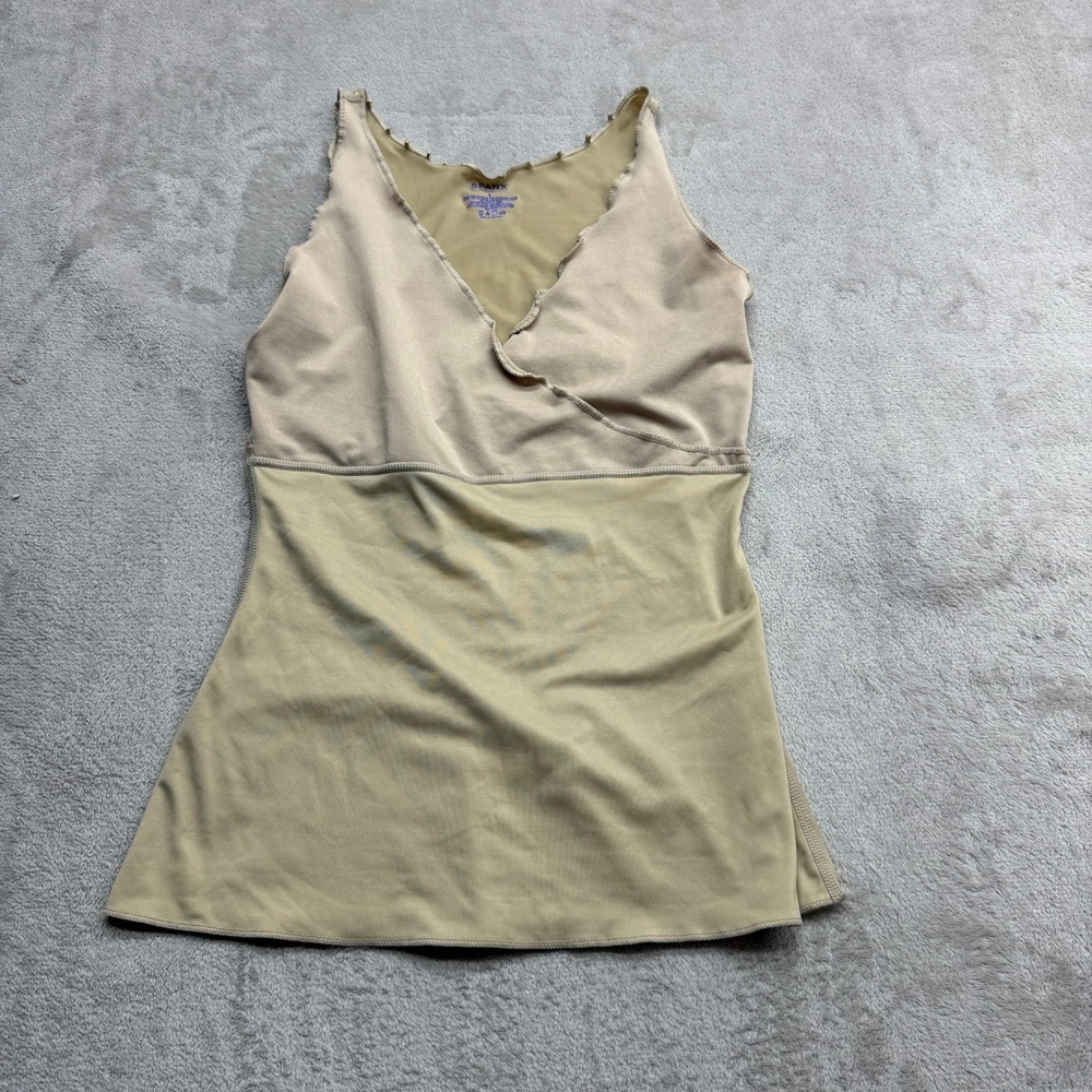 Spanx Camisole Womens Large Beige Surplice V-Neck Scalloped Trim Shapewear Tank - Picture 1 of 6